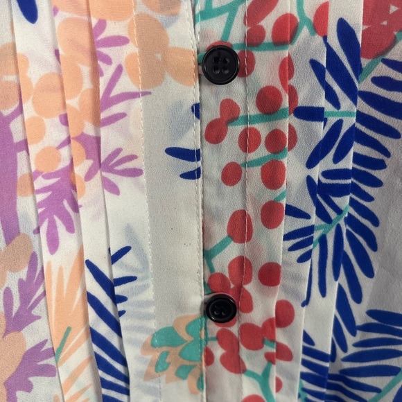 Yumi Kim Womens XS Boho Blouse White Floral Tie Sleeve Tropical Lightweight - Picture 3 of 8